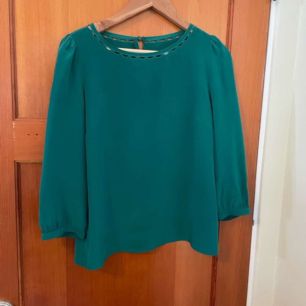 Emerald JCrew silk blouse size small